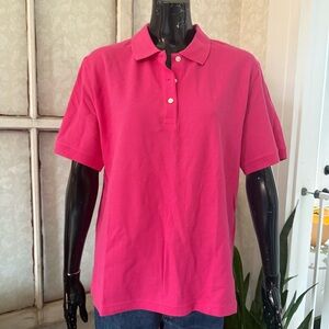 Talbots 100% Cotton Pink Polo Shirt Side Vents Preppy Casual Golf Size Large